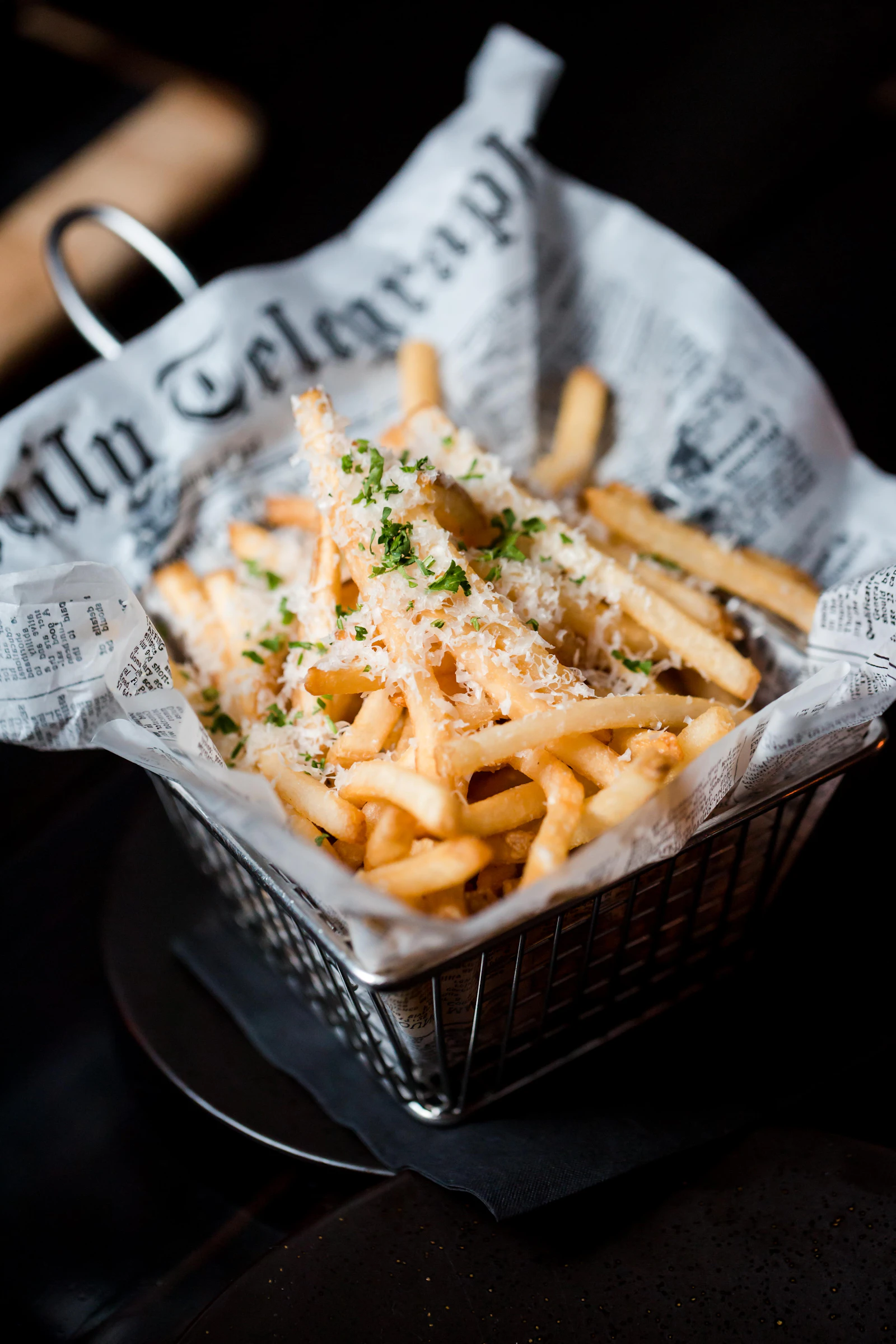 Basket of crispy golden fries from air fryer testing