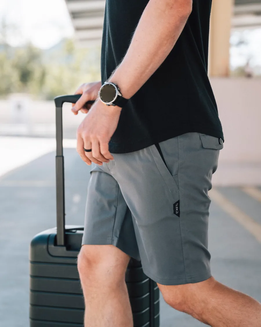 KETL Mtn Tomfoolery Chino Travel Shorts Grey 9 inch